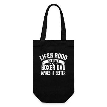 Boxer Dog Mens, ein Boxer-Vater zu sein, macht es besser - Geschenkbeutel für Flaschen - Schwarz - Vorne