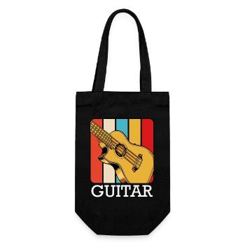 Retro Gitarren-Design mit Farbstreifen - Geschenkbeutel für Flaschen - Schwarz - Vorne