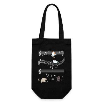 Cat music on staves - Gift Bag for Bottles - black - Front