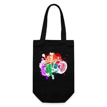 Farbenfrohe Kamera Kunst - Geschenkbeutel für Flaschen - Schwarz - Vorne