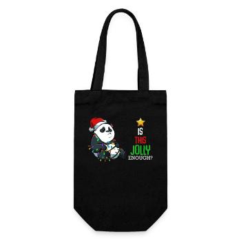 Panda mit Lichterkette Weihnacht - Geschenkbeutel für Flaschen - Schwarz - Vorne