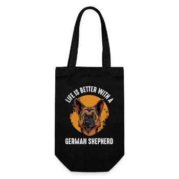 Leben ist Besser Mit Deutschem Schäferhund - Geschenkbeutel für Flaschen - Schwarz - Vorne