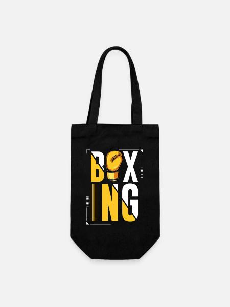 Boxing Typografie mit Handschuhgrafik - Geschenkbeutel für Flaschen - Schwarz