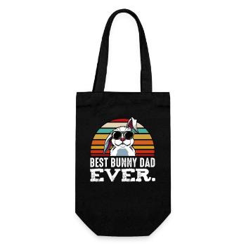 Best Bunny Dad Ever Retro - Geschenkbeutel für Flaschen - Schwarz - Vorne