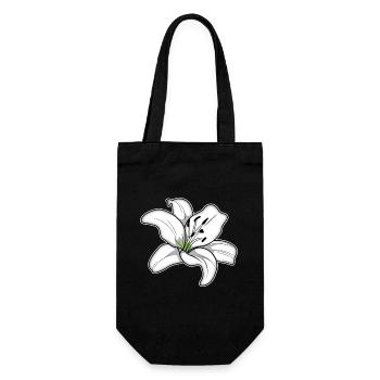 Elegante weiße Lilienblüte - Geschenkbeutel für Flaschen - Schwarz - Vorne