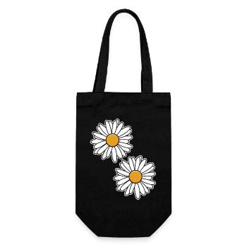 Margeriten-Design in Schwarz-Weiß - Geschenkbeutel für Flaschen - Schwarz - Vorne