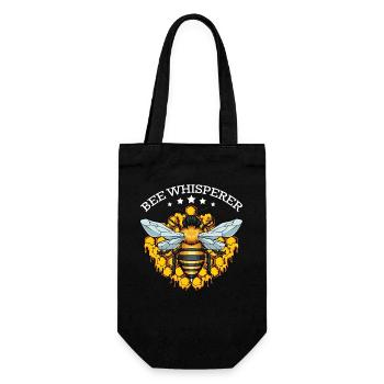 Bienenflüsterer mit Honigwaben - Geschenkbeutel für Flaschen - Schwarz - Vorne