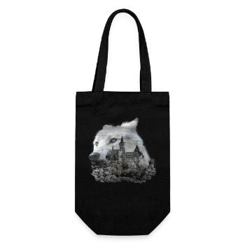 Wolf, Wolfskopf und der Harz - Geschenkbeutel für Flaschen - Schwarz - Vorne
