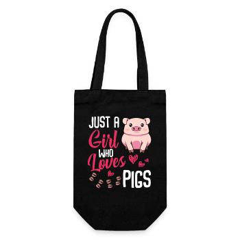 Just a Girl Who Loves Pigs - Geschenkbeutel für Flaschen - Schwarz - Vorne