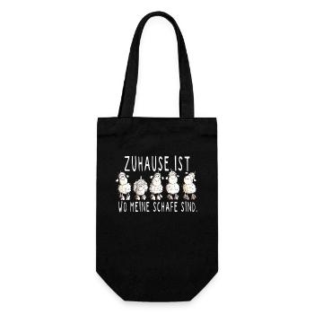 Zuhause ist wo meine Schafe sind Spruch - Geschenkbeutel für Flaschen - Schwarz - Vorne
