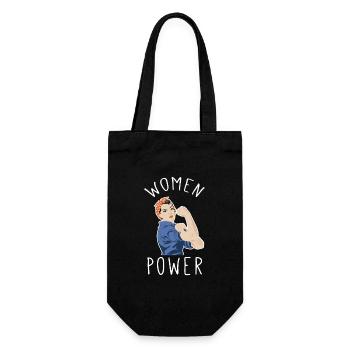 Frauenpower im Rosie Riveter Stil - Geschenkbeutel für Flaschen - Schwarz - Vorne