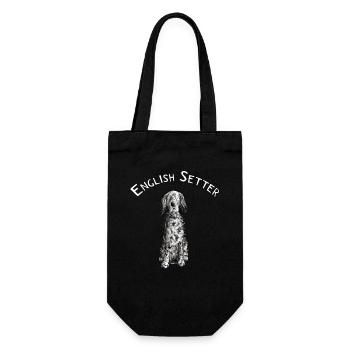 Drolliger Englischer Setter I Hunde Comic Geschenk - Geschenkbeutel für Flaschen - Schwarz - Vorne