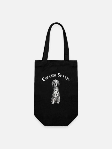 Drolliger Englischer Setter I Hunde Comic Geschenk - Geschenkbeutel für Flaschen - Schwarz