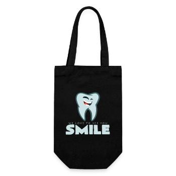 Cheerful tooth with a big smile - Gift Bag for Bottles - black - Front