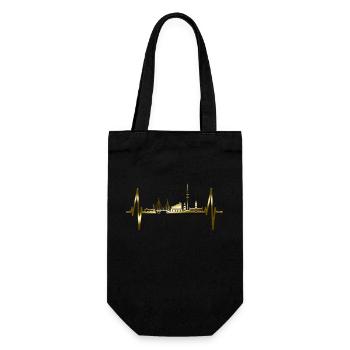 Hamburg Skyline Herzschlag Hamburger Hafen Gold - Geschenkbeutel für Flaschen - Schwarz - Vorne