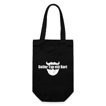 Geiler Typ Mit Bart Bartträger Barbier Vollbart - Geschenkbeutel für Flaschen - Schwarz - Vorne