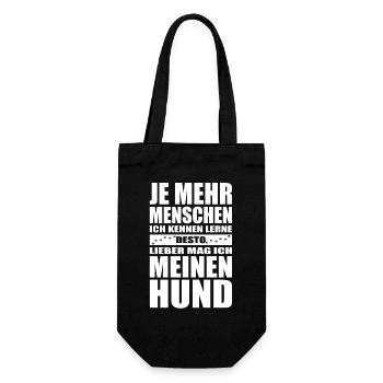 Lebensmotto Hundehalter Druck - Geschenkbeutel für Flaschen - Schwarz - Vorne