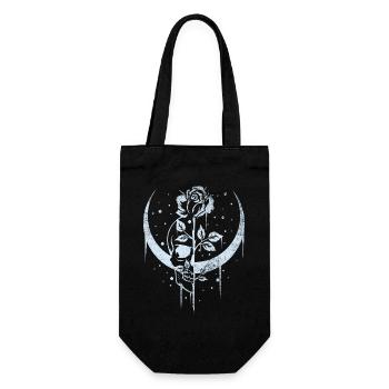 Occult Moon Rose Witchcraft Wicca Totenkopf Gothic - Geschenkbeutel für Flaschen - Schwarz - Vorne