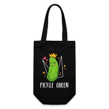 Pickle Queen – Königliche Gurke - Geschenkbeutel für Flaschen - Schwarz - Vorne