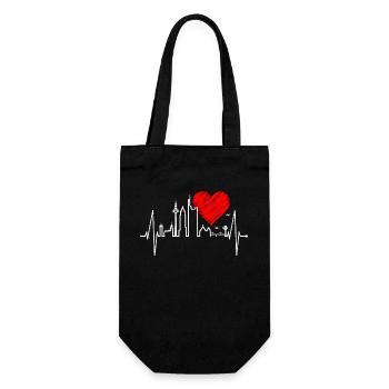 Francfort skyline battement de coeur fan love heart Hessen - Sac à bouteille - noir - Devant