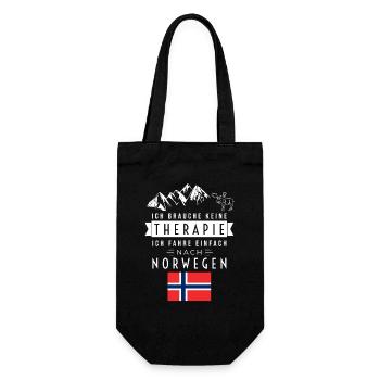 Ich brauche keine Therapie Norwegen Spruch - Geschenkbeutel für Flaschen - Schwarz - Vorne