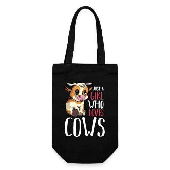 Kuhliebhaberin Motiv Mädchen - Geschenkbeutel für Flaschen - Schwarz - Vorne