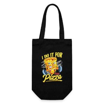 Pizza dumbbell I'm only here for pizza - Gift Bag for Bottles - black - Front