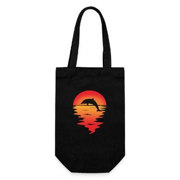 Delphin Delfin Dolphin Sonnenuntergang Romantik - Geschenkbeutel für Flaschen - Schwarz - Vorne