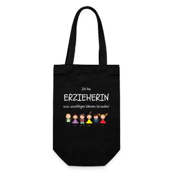 Erzieherin Geschenk aus unzähligen kleinen Gründen - Geschenkbeutel für Flaschen - Schwarz - Vorne