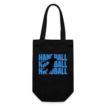 Handball Silhouette Neon Blau - Geschenkbeutel für Flaschen - Schwarz - Vorne