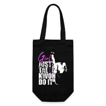Girl Just Tae Kwon Do It Taekwondo Geschenk Damen - Geschenkbeutel für Flaschen - Schwarz - Vorne
