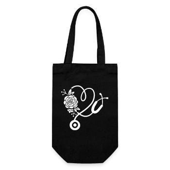 Stéthoscope Fleur Coeur Médecin Infirmière - Sac à bouteille - noir - Devant