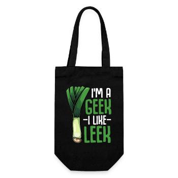 LauchGeek: Ich mag Lauch - Geschenkbeutel für Flaschen - Schwarz - Vorne