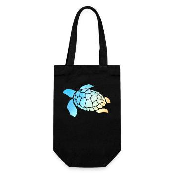 Sea Turtle Watercolor Blue - Gift Bag for Bottles - black - Front