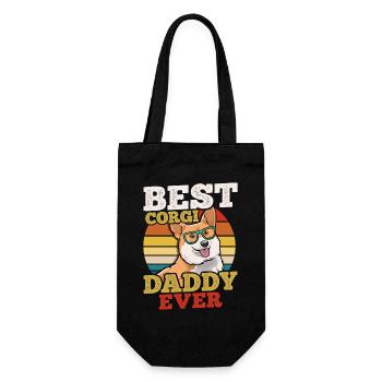 Corgi Papa Fête des Pères Rétro - Sac à bouteille - noir - Devant