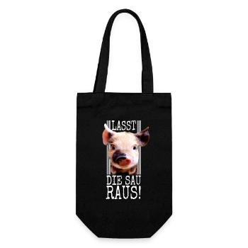 Lasst Die Sau Raus Tierfreund Gegen Tierquälerei - Geschenkbeutel für Flaschen - Schwarz - Vorne