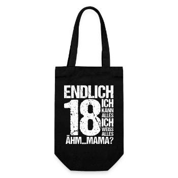 Endlich 18. Geburtstag Ich Kann Alles 18 Jahre - Geschenkbeutel für Flaschen - Schwarz - Vorne