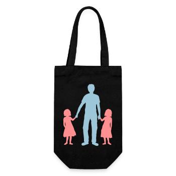 Father 2 daughters - Gift Bag for Bottles - black - Front