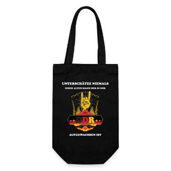 Unterschätze nie einen alten Mann Ossi DDR - Geschenkbeutel für Flaschen - Schwarz - Vorne