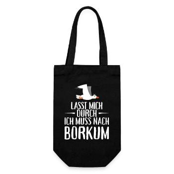 Lasst mich durch ich muss nach Borkum Möwe - Geschenkbeutel für Flaschen - Schwarz - Vorne