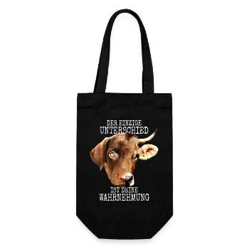 Der Unterschied Ist Deine Wahrnehmung Vegan Hund - Geschenkbeutel für Flaschen - Schwarz - Vorne