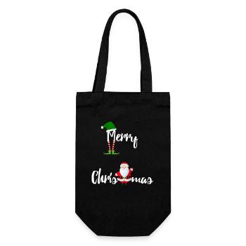 Joyeux Noël avec le Père Noël et l’Elf - Sac à bouteille - noir - Devant
