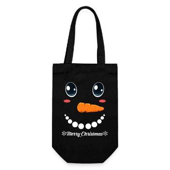 Cute snowman face with Merry Christmas - Gift Bag for Bottles - black - Front
