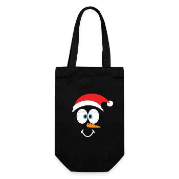 Bonhomme de neige joyeux avec chapeau de père Noël - Sac à bouteille - noir - Devant