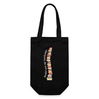 Bücher Books Are My Anatomy Wirbelsäule Bücherwurm - Geschenkbeutel für Flaschen - Schwarz - Vorne