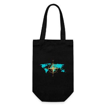 Carte boussole, conception, hommes, femmes, cadeau - Sac à bouteille - noir - Devant