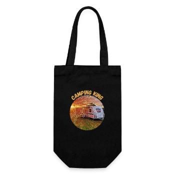Camping King, Caravan, Design, Gift idea, - Gift Bag for Bottles - black - Front