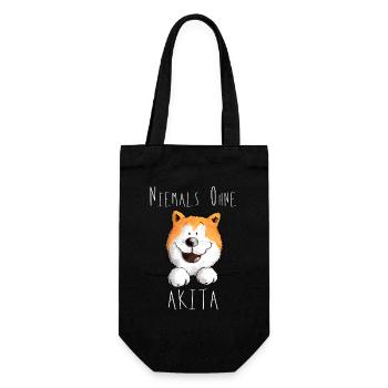 Niemals Ohne Akita Hund - Geschenkbeutel für Flaschen - Schwarz - Vorne