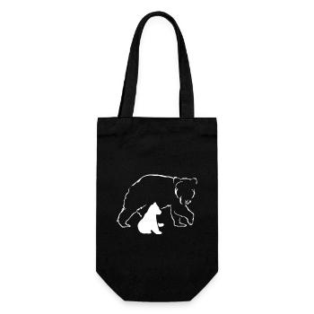 Bear and cub silhouette - Gift Bag for Bottles - black - Front