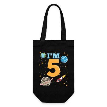 5. Geburtstag Weltraum - Geschenkbeutel für Flaschen - Schwarz - Vorne